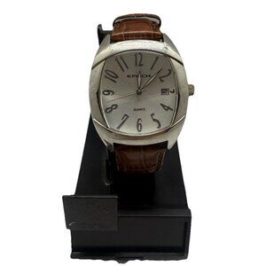 EPECH Quartz Women's Stainless Steel Watch Brown Leather Band Arabic Numerals